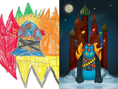 Gulgar - Monster Project Submission childs drawing fire ice illustration monster monster project moon