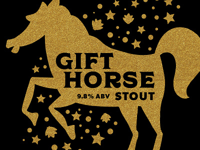 Gift Horse Stout beer gift horse gold horse label metallic regina black sparkles type typography