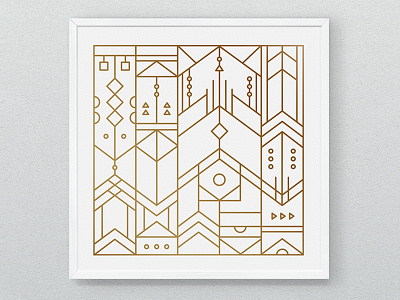 Triangle Aztec Pattern Print abstract arrows copper gold lines modern pattern print screen print shapes stained glass triangles