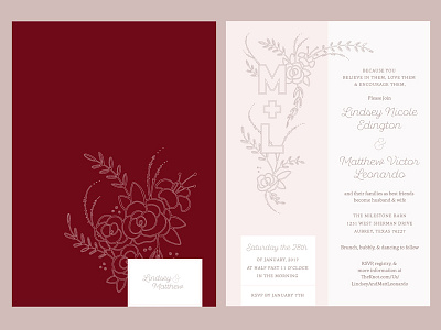Wedding Invitations bridal detail feminine floral flowers invitations line lockup typography wedding wedding invitations winter