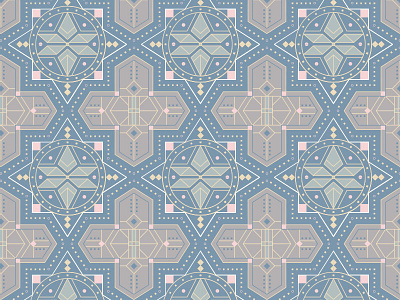 Moroccan Pattern in Pastels compass crosses detailed islamic moroccan morocco pastel pattern stars surface pattern symmetrical tiles