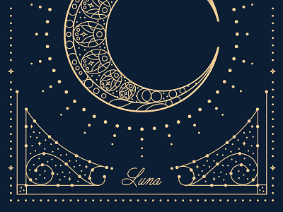 Luna art nouveau border dots luna monoweight moon ornamentation script space starburst stars