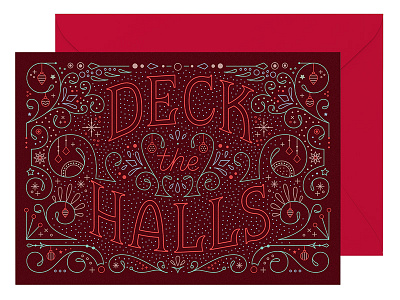 Deck the Halls bright christmas christmas card deck the halls flourishes hand lettered neon ornamentation ornaments serif swashes