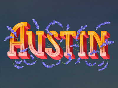 Austin 3d 3d type austin bluebonnets floral flowers inline shadow slab serif texas