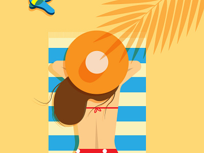 Girl on a beach beach design girl illustration summer vector