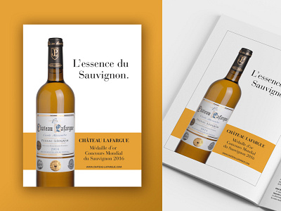 Ad for Château Lafargue in a wine magazine ad advertising art direction freelance graphic design print printing wine yellow