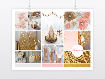 Mood board: "Soft and cosy Xmas" christmas freelance gold graphic design graphic designer mood board pink