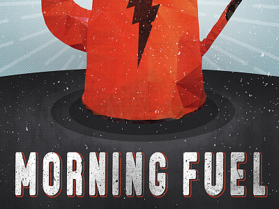 Morning Fuel black blue bolt coffee fuel grunge orange rays splatter