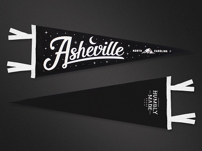 Asheville Pennant asheville flag humbly made lettering moon mountains north carolina oxford pennant pennant stars texture typography