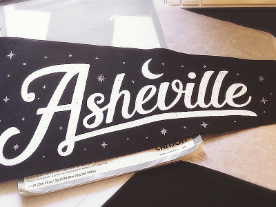 Asheville Pennant asheville black brand flag lettering moon north carolina pennant stars texture type