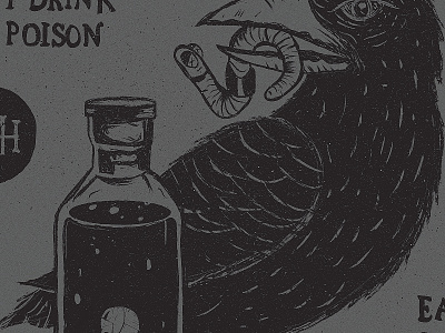 Poison Crow apparel bird brand concept crow north carolina sketch texture tshirt wing worm bottle