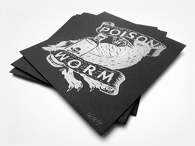 Poison Prints bird black bottle crow poison poster prints raleigh screen printing silver worm