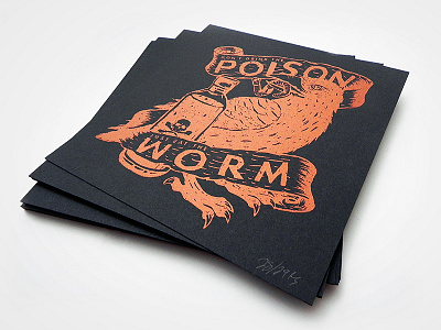 Poison Prints apparel bird brand concept crow north carolina sketch texture tshirt wing worm bottle