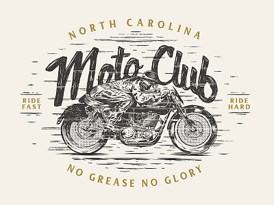 Moto Club fast grunge illustration lettering motercycle north carolina speed type