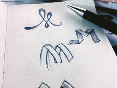 Brainstorming Personal Marks identity logo m pencil photo sketch
