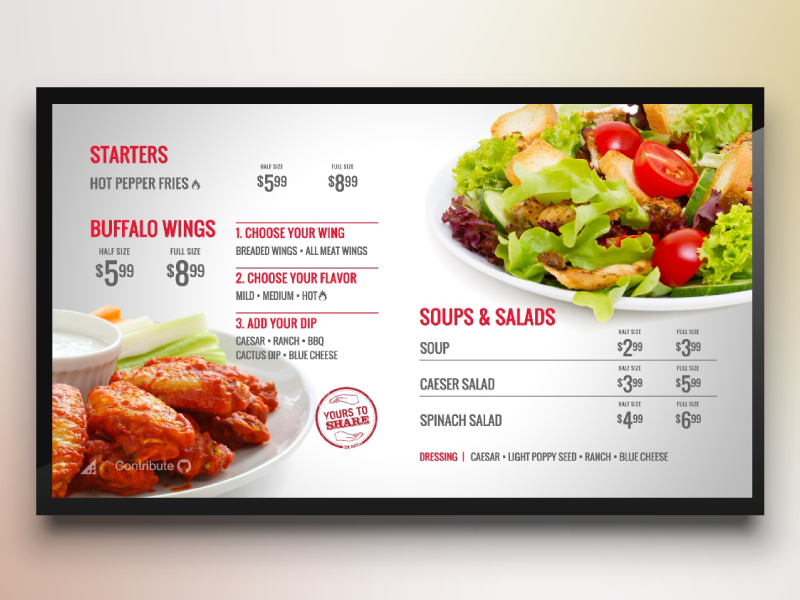 Menuboard Theme for Digital Signage by Rise Vision on Dribbble