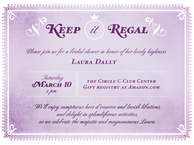 Keep it Regal Invite austin bridal invite regal shower