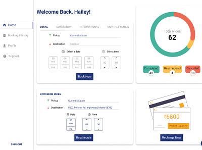 Cab booking web application app design