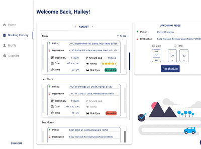 Cab booking web application app design