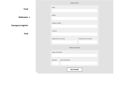 Helping Hands - Wireframe design ui