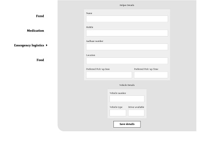 Helping Hands - Wireframe design ui