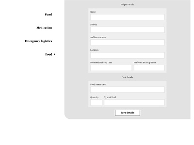 Helping Hands - Wireframe design ui