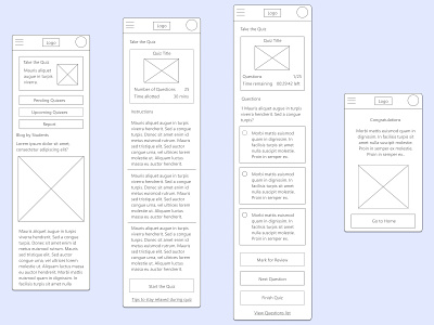 Quiz app - Wireframe