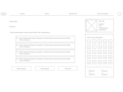 Kala School Quiz - Wireframe design ui