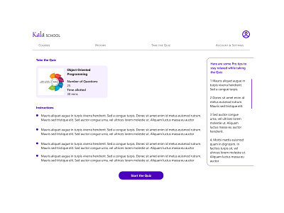 Kala School Quiz - Mockup design ui