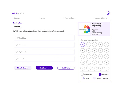 Kala School Quiz - Mockup design ui