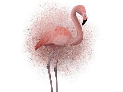 Watercolor pink flamingo