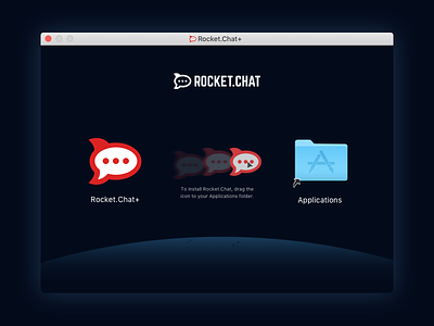 Rocket.Chat macOS Installer apple dark files illustration interface macos planet space ui