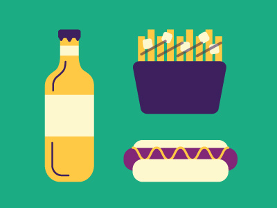 Beer, Hotdog & Poutine beer design food graphic hotdog icon illustration poutine vector