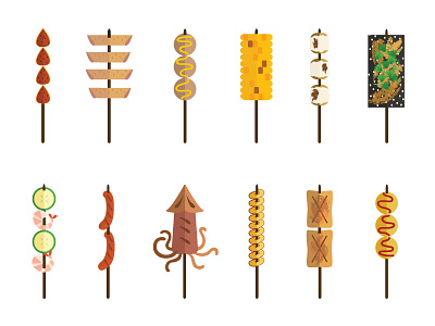 Food On Stick design food graphic icon illustration street vector