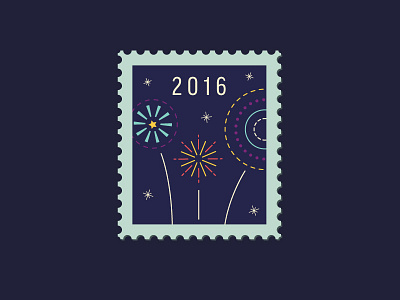 Happy New Year! 365 challenge daily postage design fireworks graphic icon illustration new year postage stamp vector