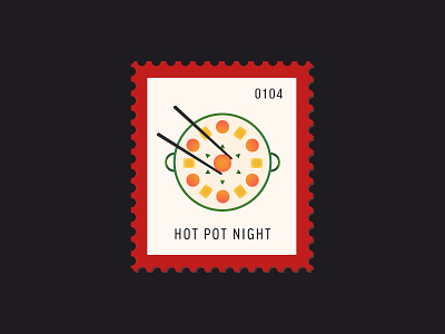 Hot Pot daily postage design food graphic hot pot icon illustration postage shapes stamp vector