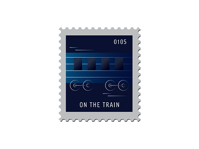 On The Train daily postage design graphic illustration in motion postage stamp train transit vector