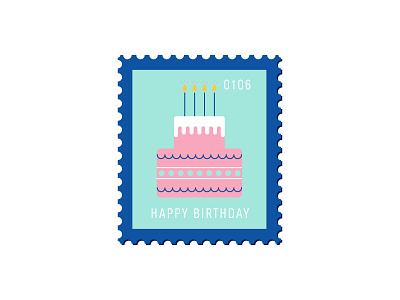 Happy Birthday Bro birthday cake daily postage design dessert graphic illustration postage stamp vector