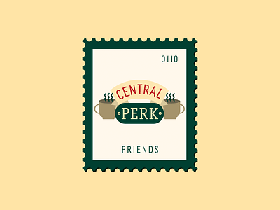 Central Perk cafe coffe daily postage design friends graphic icon illustration postage stamp vector