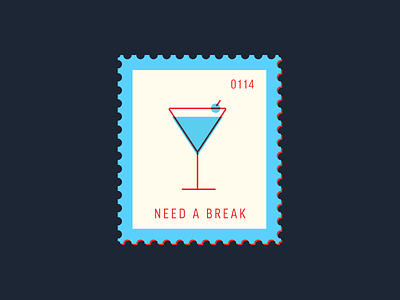 Need a break daily postage design drink graphic icon illustration postage stamp vector wine