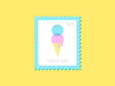 Chilly Day cafe cone daily postage dessert ice cream icon illustration postage stamp vector