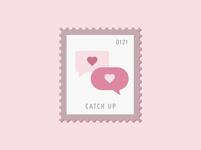 Catch Up conversation daily postage design graphic heart icon illustration postage stamp talk bubble vector