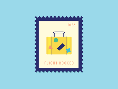 Flight Booked daily postage design graphic icon illustration luggage postage stamp travel trip vector