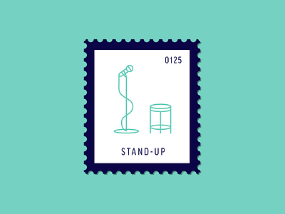 Stand-Up chair comedy daily postage icon illustration microphone postage show stamp stand up vector