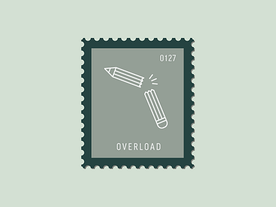 Overload broken pencil daily postage icon illustration pen pencil postage stamp vector