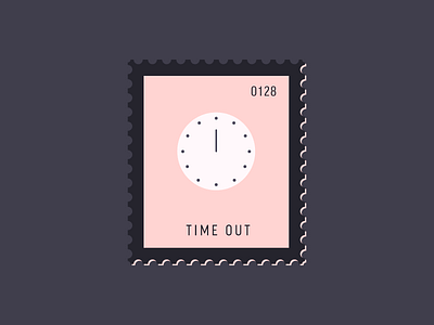 Time Out clock daily postage icon illustration postage stamp vector