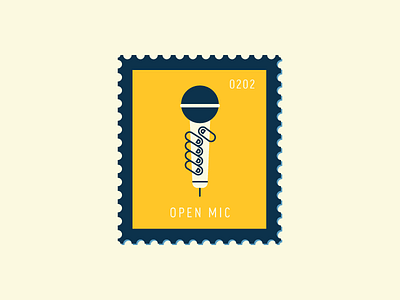 Open Mic comedy daily postage hand icon illustration microphone postage speaker stamp vector