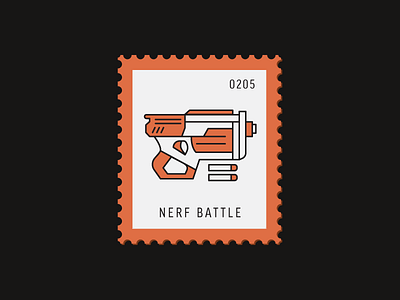 Nerf Battle battle daily postage design graphic icon illustration nerf gun postage stamp toy vector