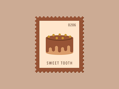Sweet Tooth cake chocolate daily postage design dessert graphic icon illustration postage stamp vector