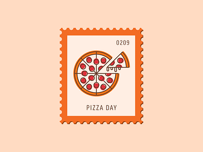 Pizza Day daily postage design food graphic icon illustration pepperoni pizza postage snack stamp vector